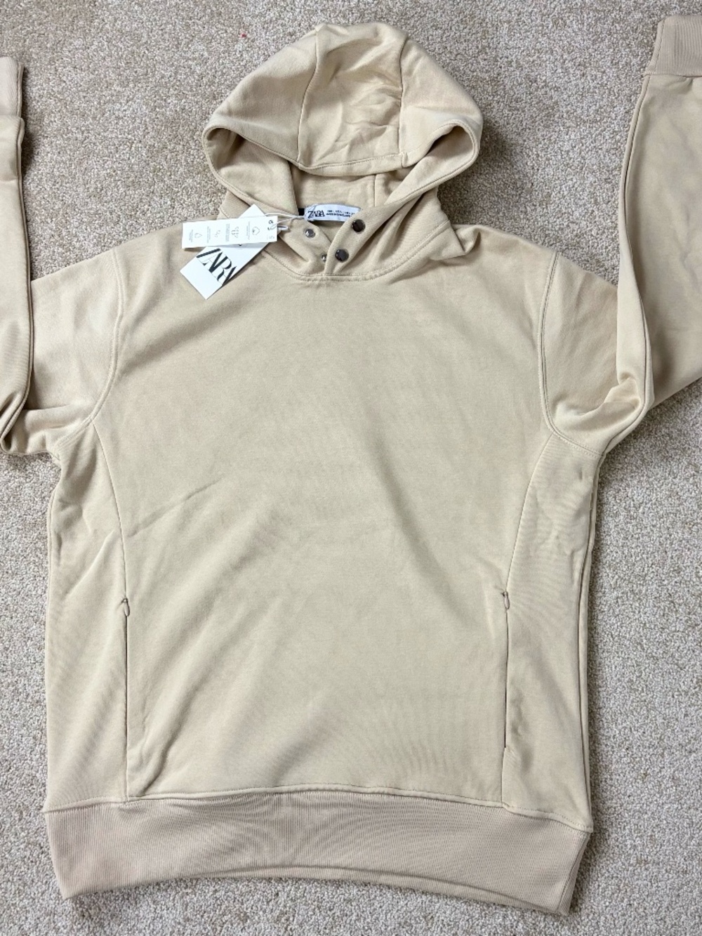 Brand New Zara Men's Hoodie – Cream / Off-White (M, L, XL, XXL)